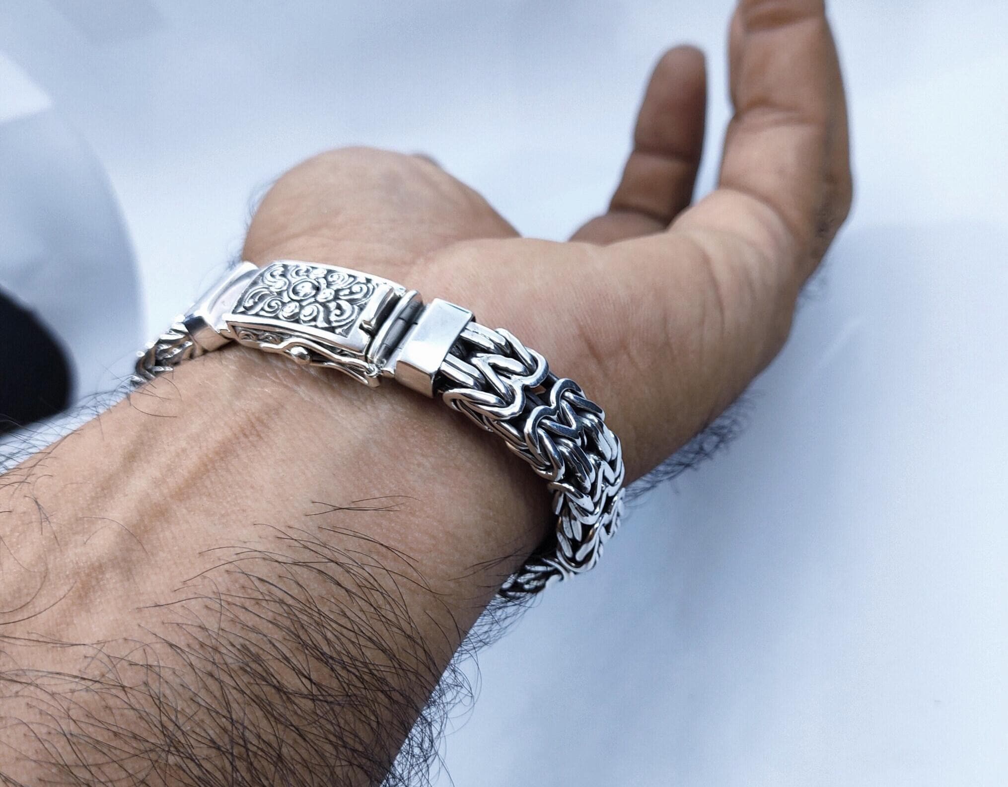 Mens Heavy 999 Silver Byzantine Bracelet, 14mm Chain - Etsy