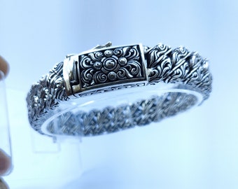 Men's Silver Bracelet, Curb silver link, Handmade jewelry.