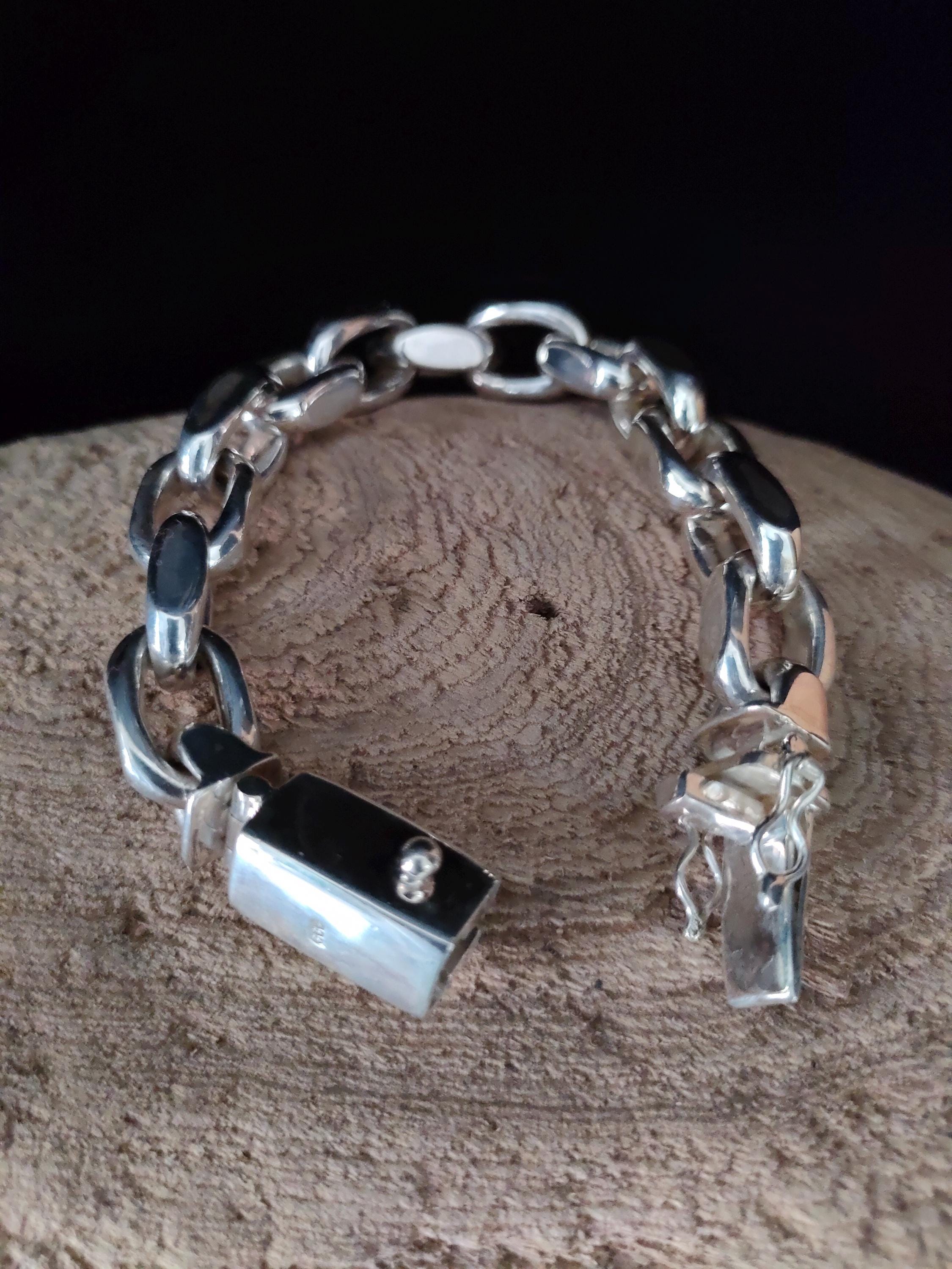 14 Mm Handmade 999 Silver Anchor Bracelet: Heavy Link Chain - Etsy