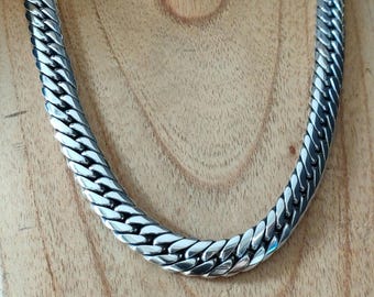 Handcrafted 999 Pure Silver Curb Chain Necklace - 12mm Wide