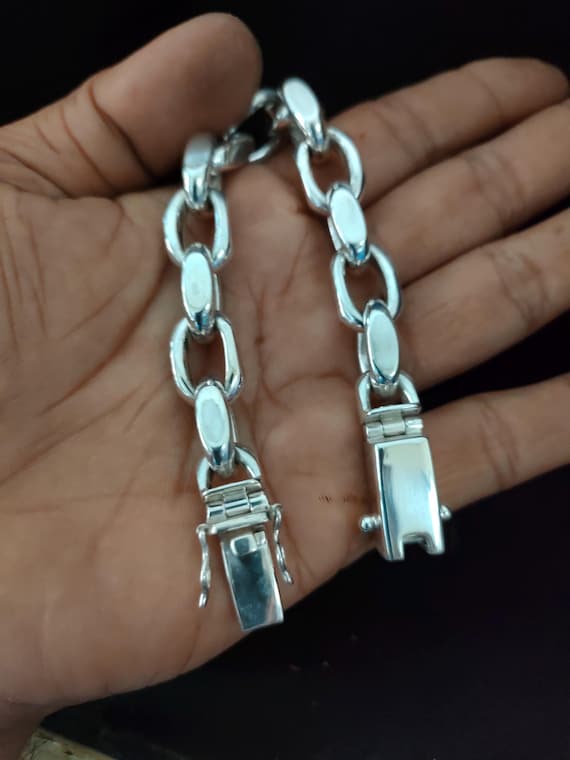 14 Mm Handmade 999 Silver Anchor Bracelet: Heavy Link Chain - Etsy