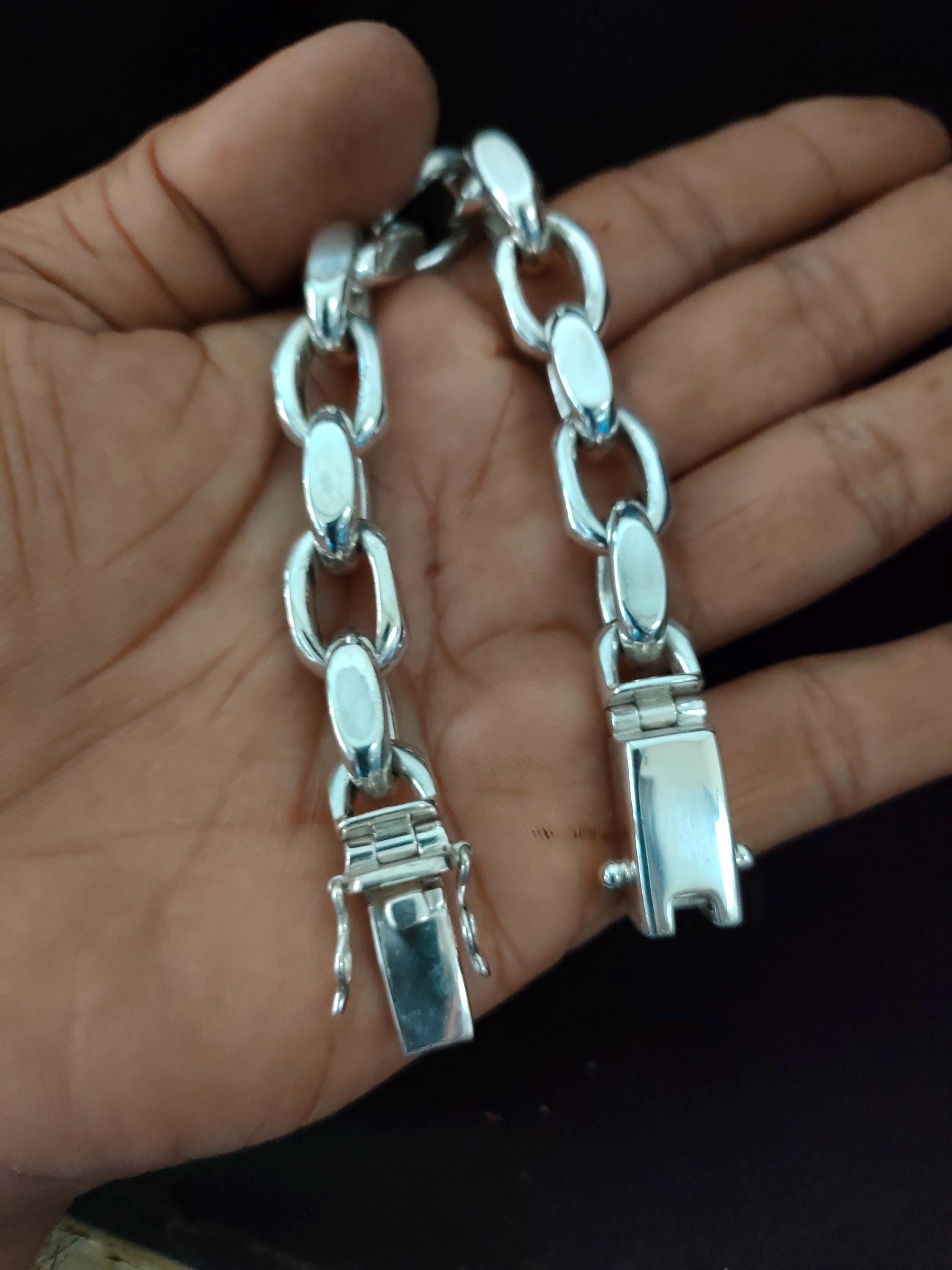 14 Mm Handmade 999 Silver Anchor Bracelet: Heavy Link Chain - Etsy