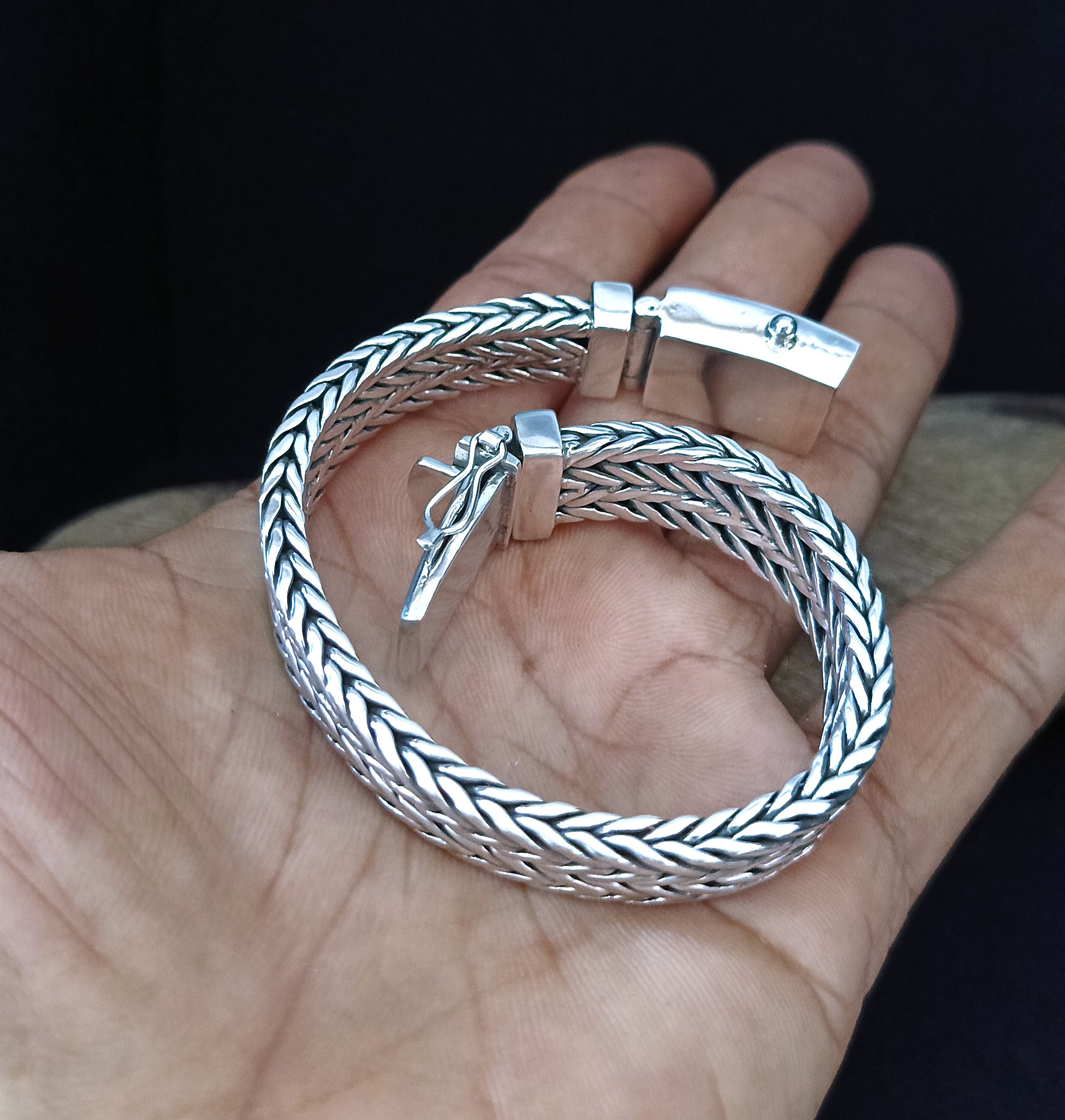 Heavy 999 Pure Silver Bracelet, 16mm Foxtail Chain, Custom