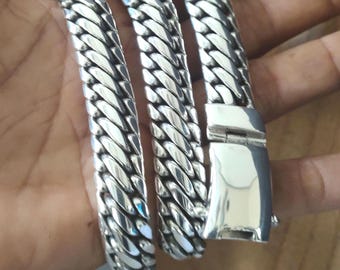 Handmade 999 Pure Silver Woven Chain Necklace - Men's Heavy Silver Jewelry