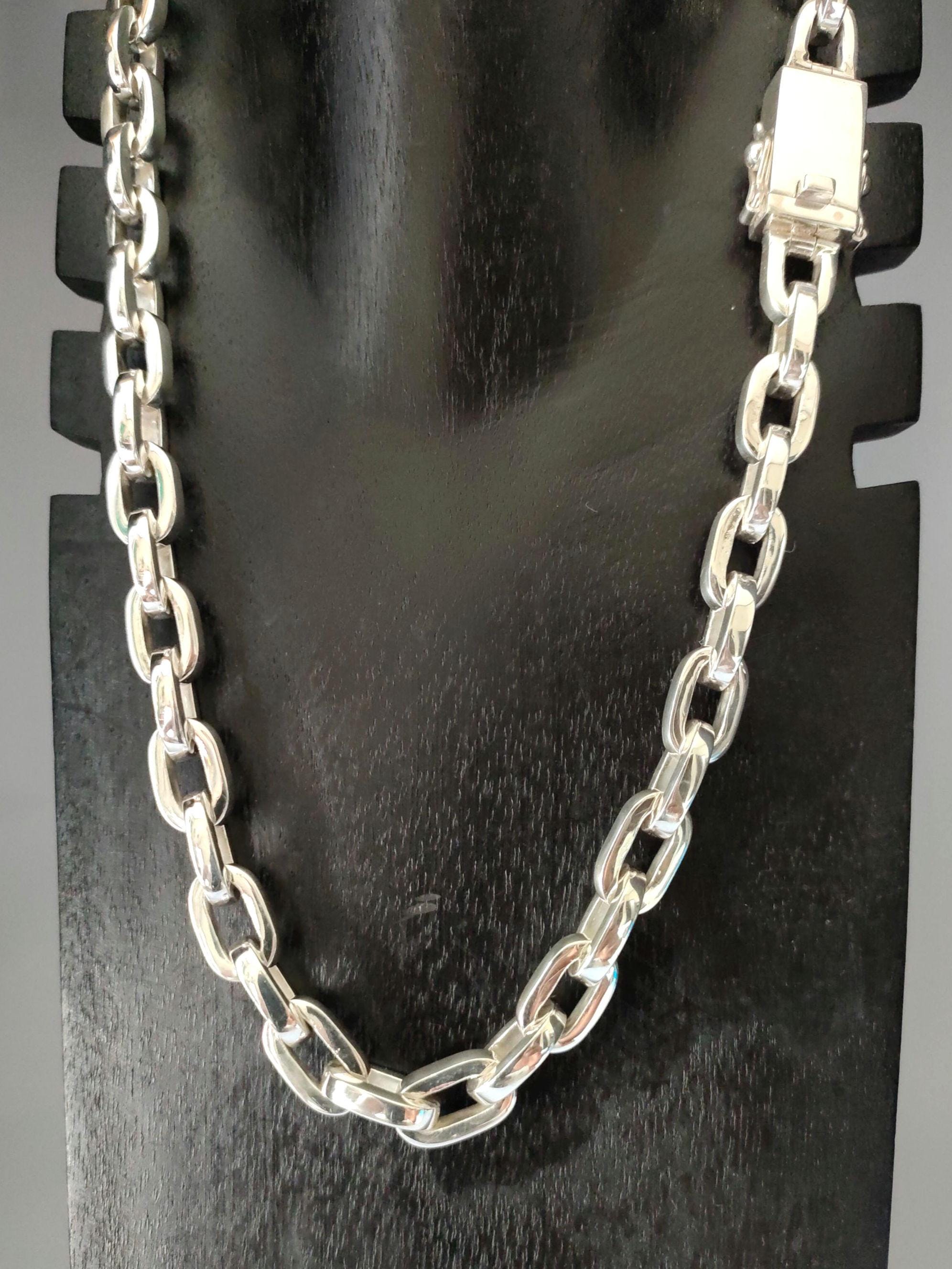 Handmade 999 Pure Silver Anchor Chain Necklace: Men's Heavy Silver
