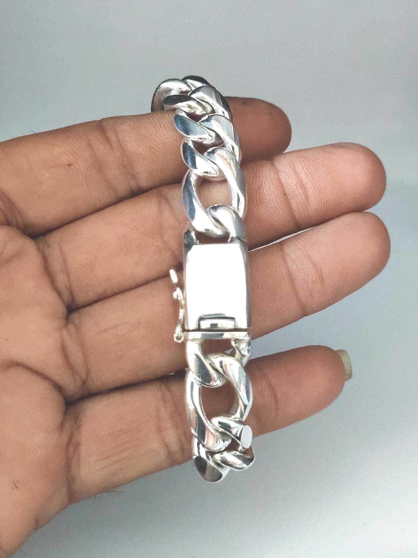 999 Silver Figaro Chain Bracelet: Custom Engraved Men's Jewelry - Etsy