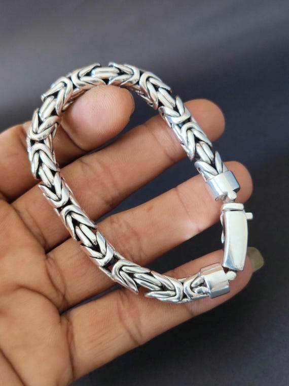Byzantine Chain Bracelet 8 Mm, 999 Silver Bracelet, Handmade
