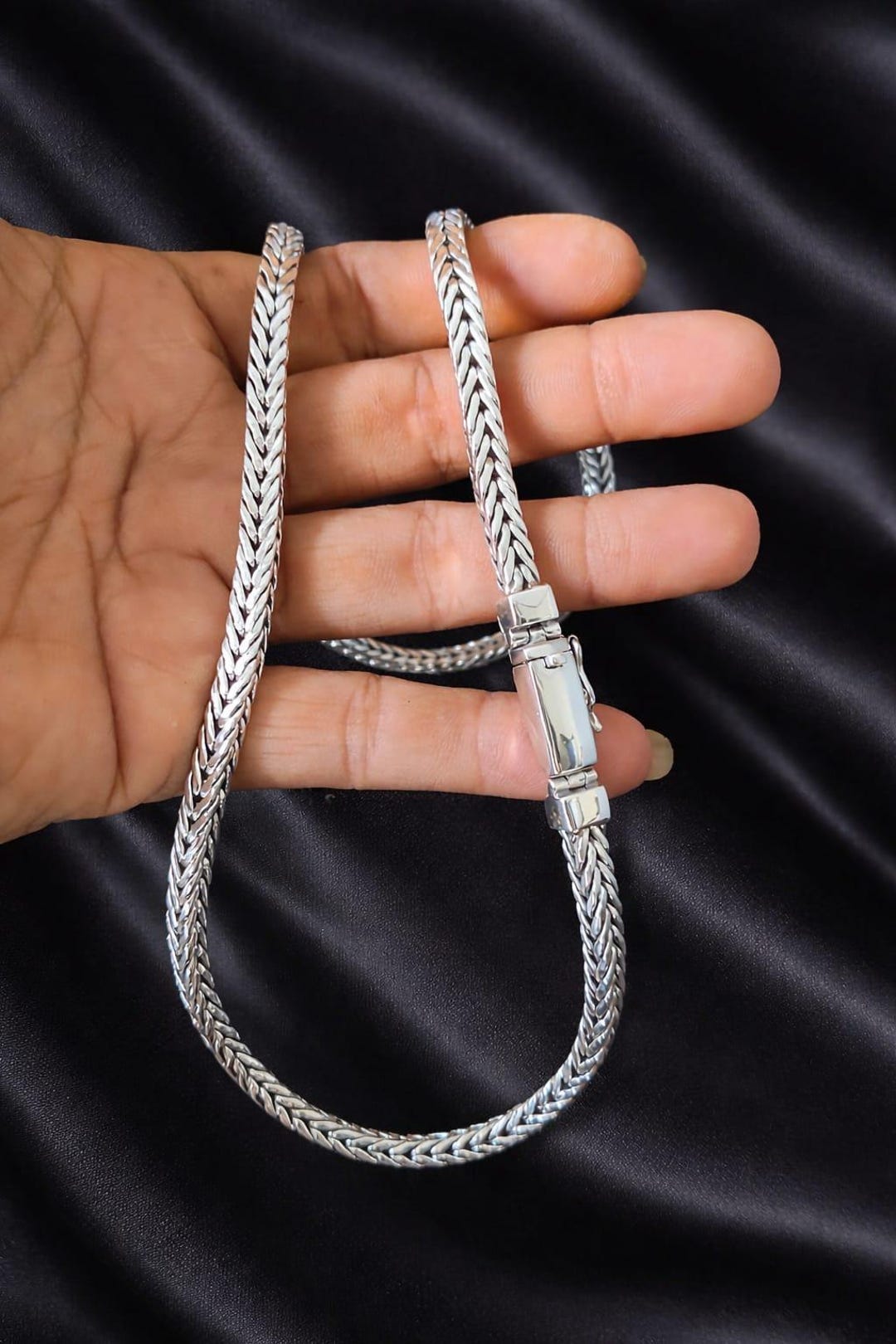 999 Silver Foxtail Chain Necklace - Handmade Bali Jewelry - Etsy