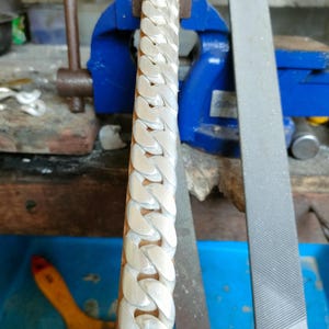 Heavy 999 Solid Silver Bracelet, 20mm Curb Chain, Handmade Jewelry image 10