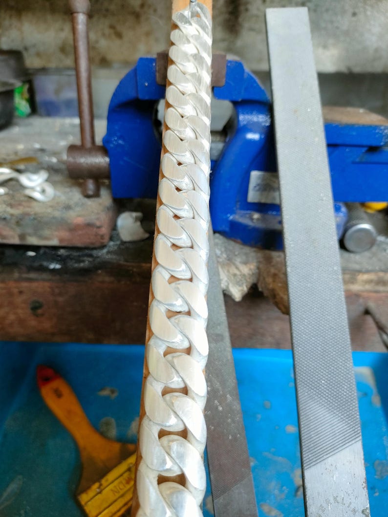 Heavy 999 Solid Silver Bracelet, 20mm Curb Chain, Handmade Jewelry image 10