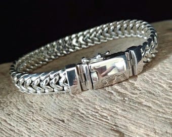 999 Pure Silver Mens Bracelet: Heavy Chain, Personalized Jewelry