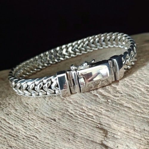 999 Pure Silver Men's Bracelet: Heavy Chain, Personalized Jewelry