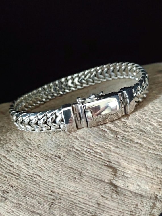 999 Pure Silver Men's Bracelet: Heavy Chain, Personalized Jewelry