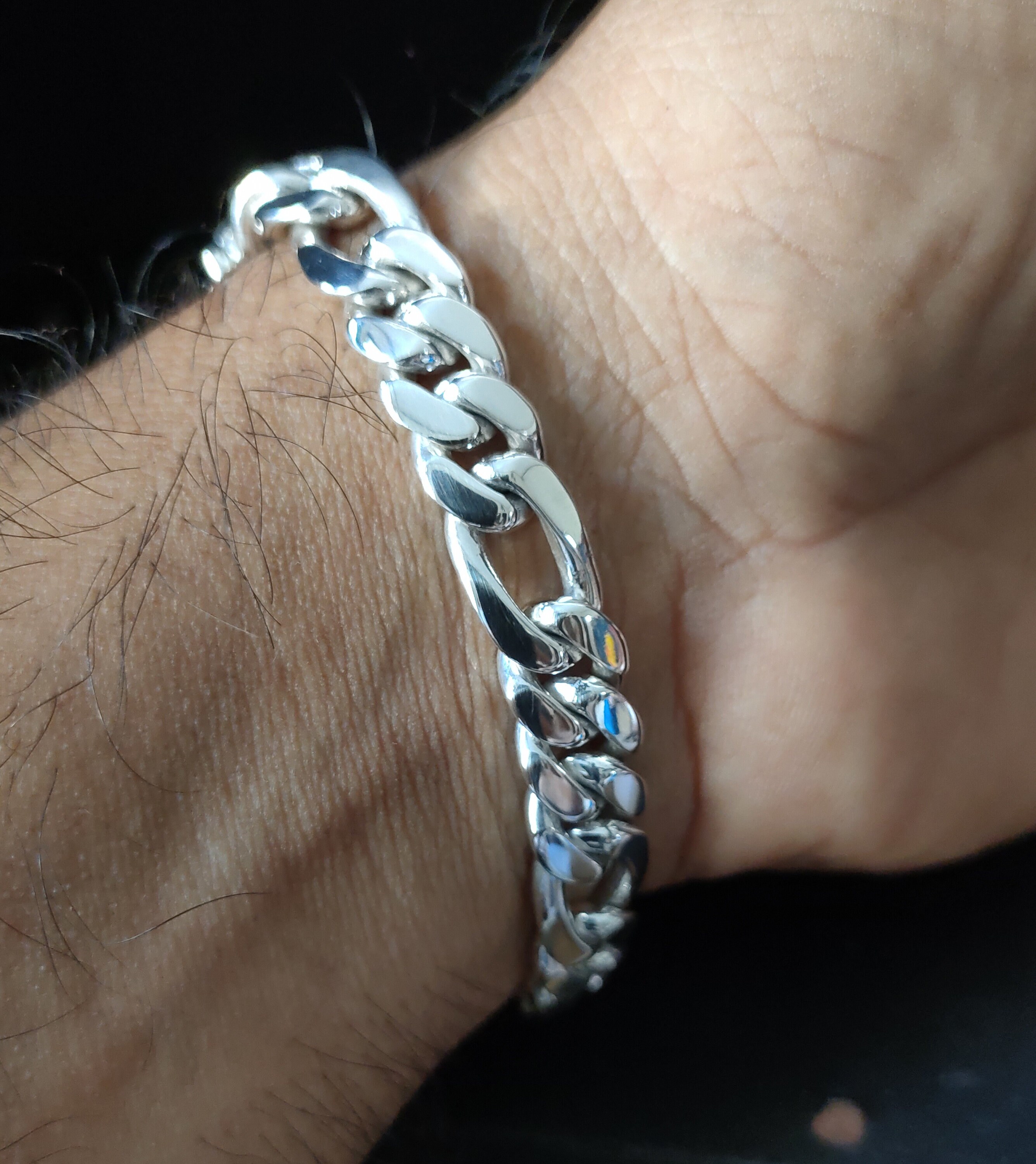 Handmade 999 Pure Silver Figaro Chain Bracelet - 8mm - Etsy