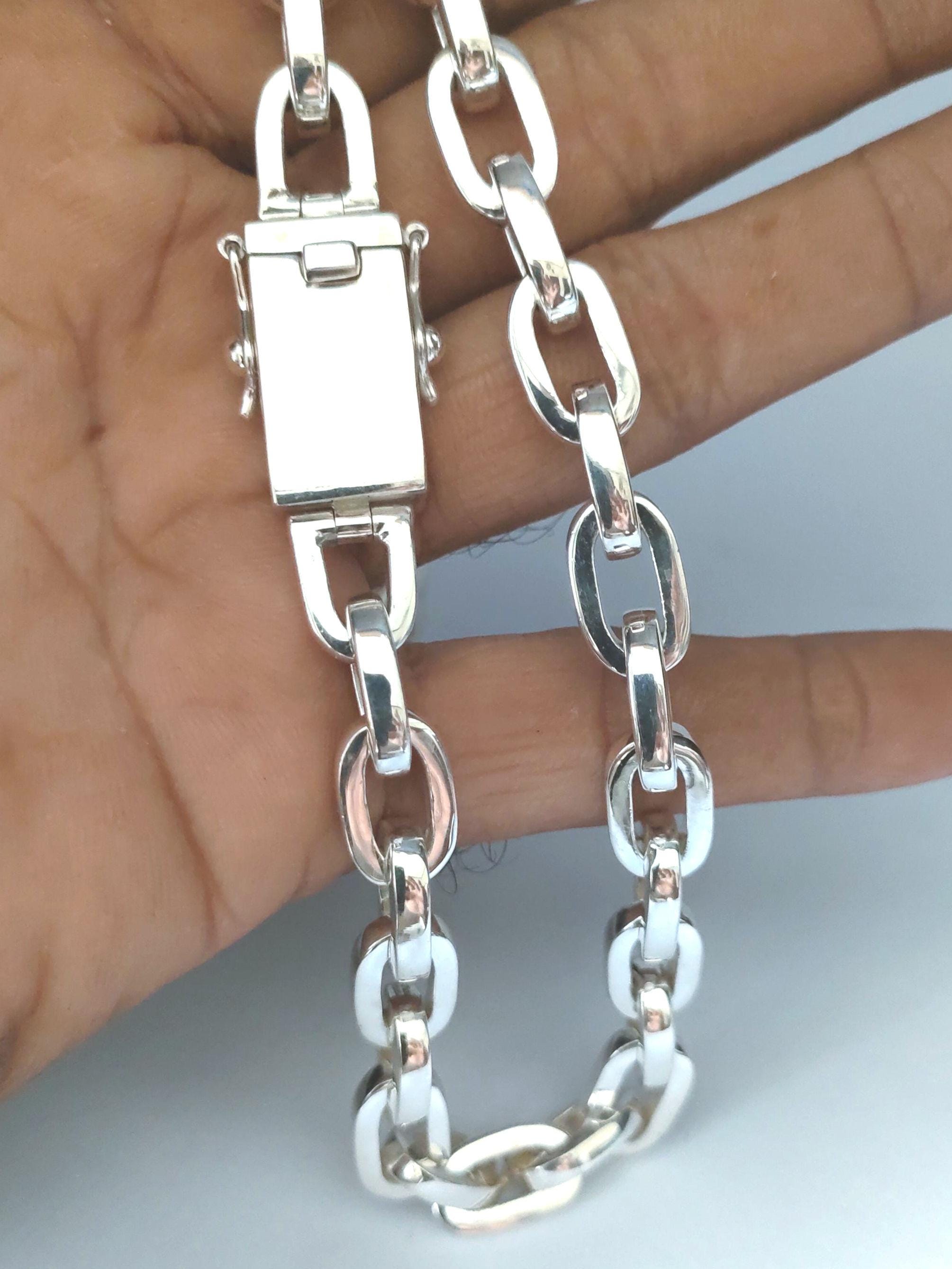 Handmade 999 Pure Silver Anchor Chain Necklace: Men's Heavy Silver