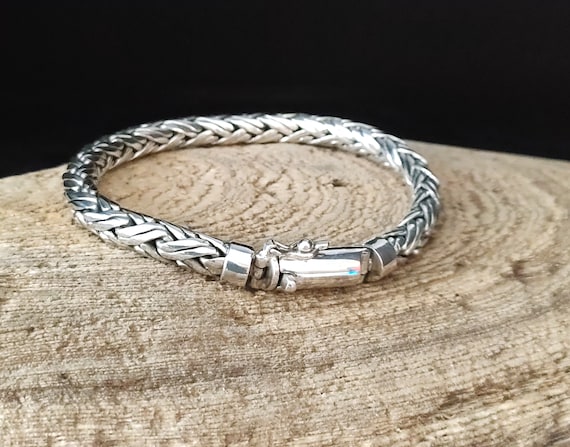 Men's 999 Solid Silver, Foxtail Chain Bracelet - Etsy Singapore