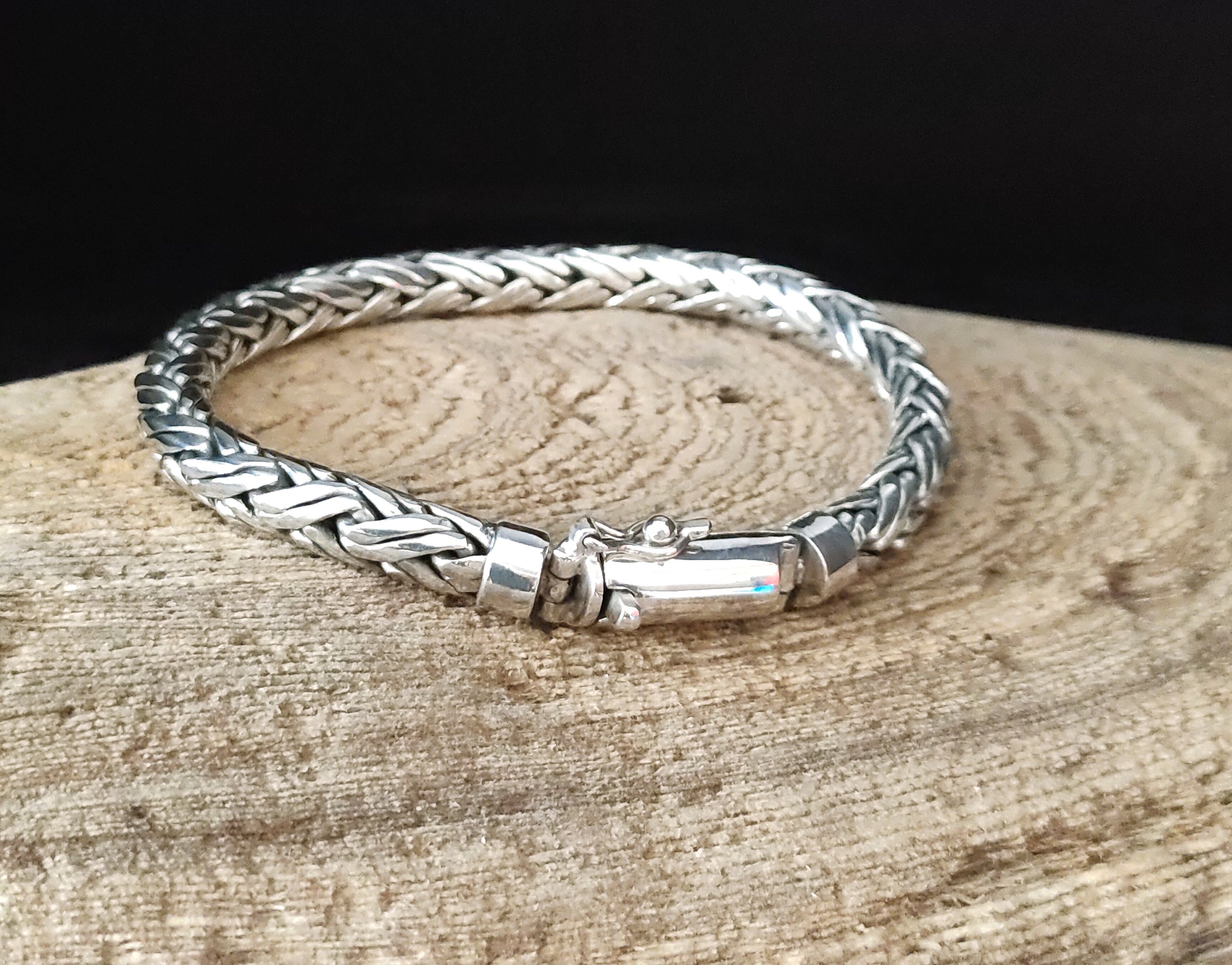 Men's 999 Solid Silver, Foxtail Chain Bracelet - Etsy UK