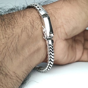 999 silver chain, woven snake bracelet, handmade jewelry, Custom engraving. 6.5 Inches