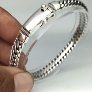 999 silver chain, woven snake bracelet, handmade jewelry, Custom engraving. 9.5 Inches