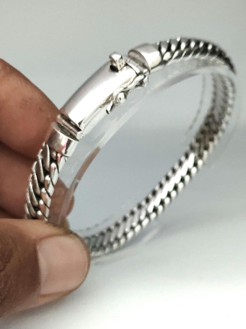 999 silver chain, woven snake bracelet, handmade jewelry, Custom engraving. 9.5 Inches