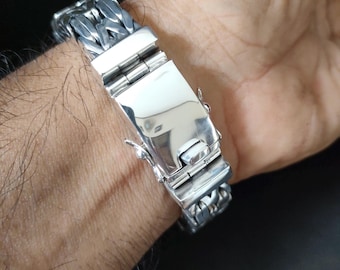 Mena silver bracelet, 999 silver chains, byzantine chain, Gifts for men.
