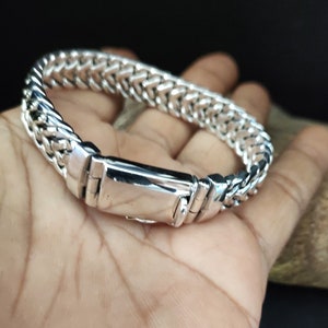 12 mm 999 Men Silver Bracelet, Heavy silver Chain, personalized jewelry.
