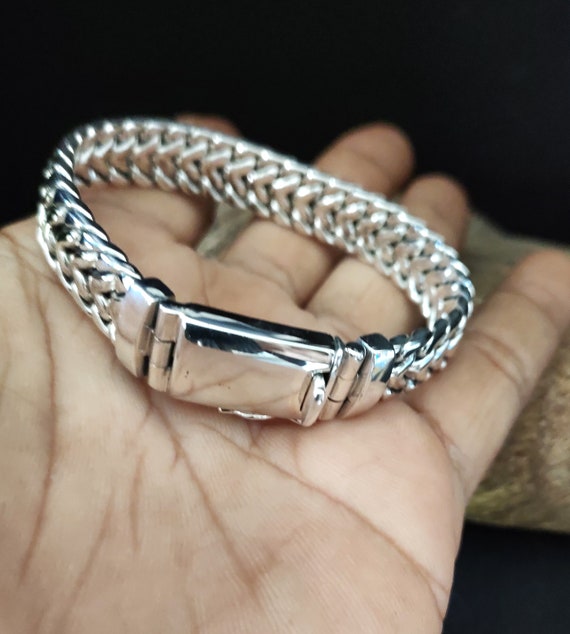 12 mm 999 Men Silver Bracelet, Heavy silver Chain, personalized jewelry.