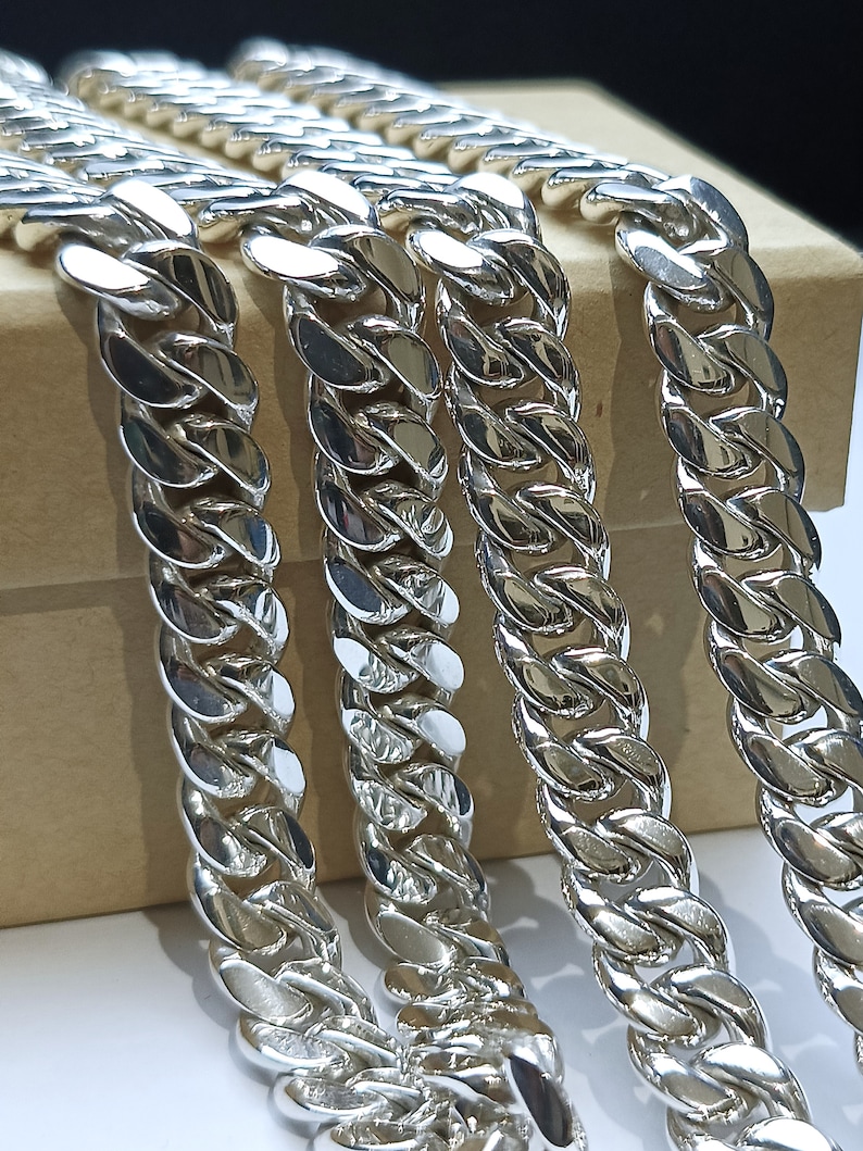 14 Mm Curb Chains, 999 Silver Chain, Men's Silver Necklace. - Etsy