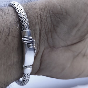 Balinese 999 silver bracelet, Foxtail chain, Personalized bracelet, Handmade jewelry.