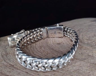 999 Pure Silver Men's Bracelet: Heavy Chain, Personalized Jewelry