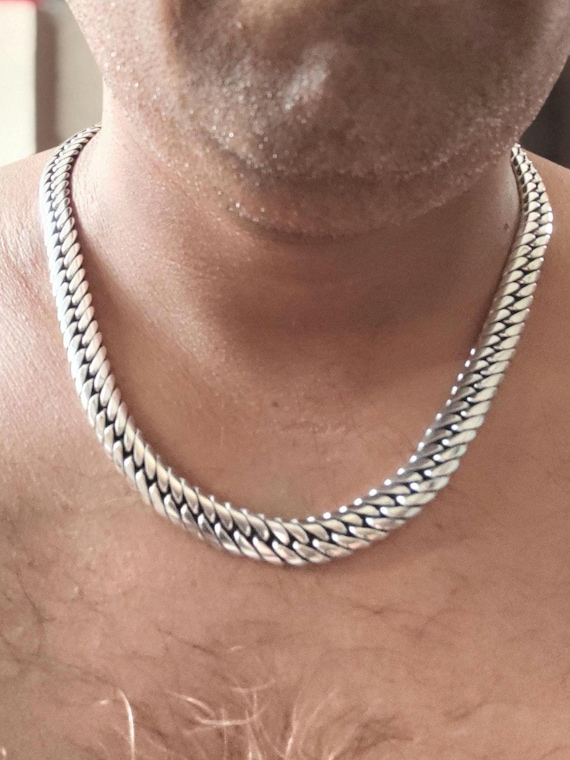 Handcrafted 999 Pure Silver Curb Chain Necklace - 12mm Wide - Etsy