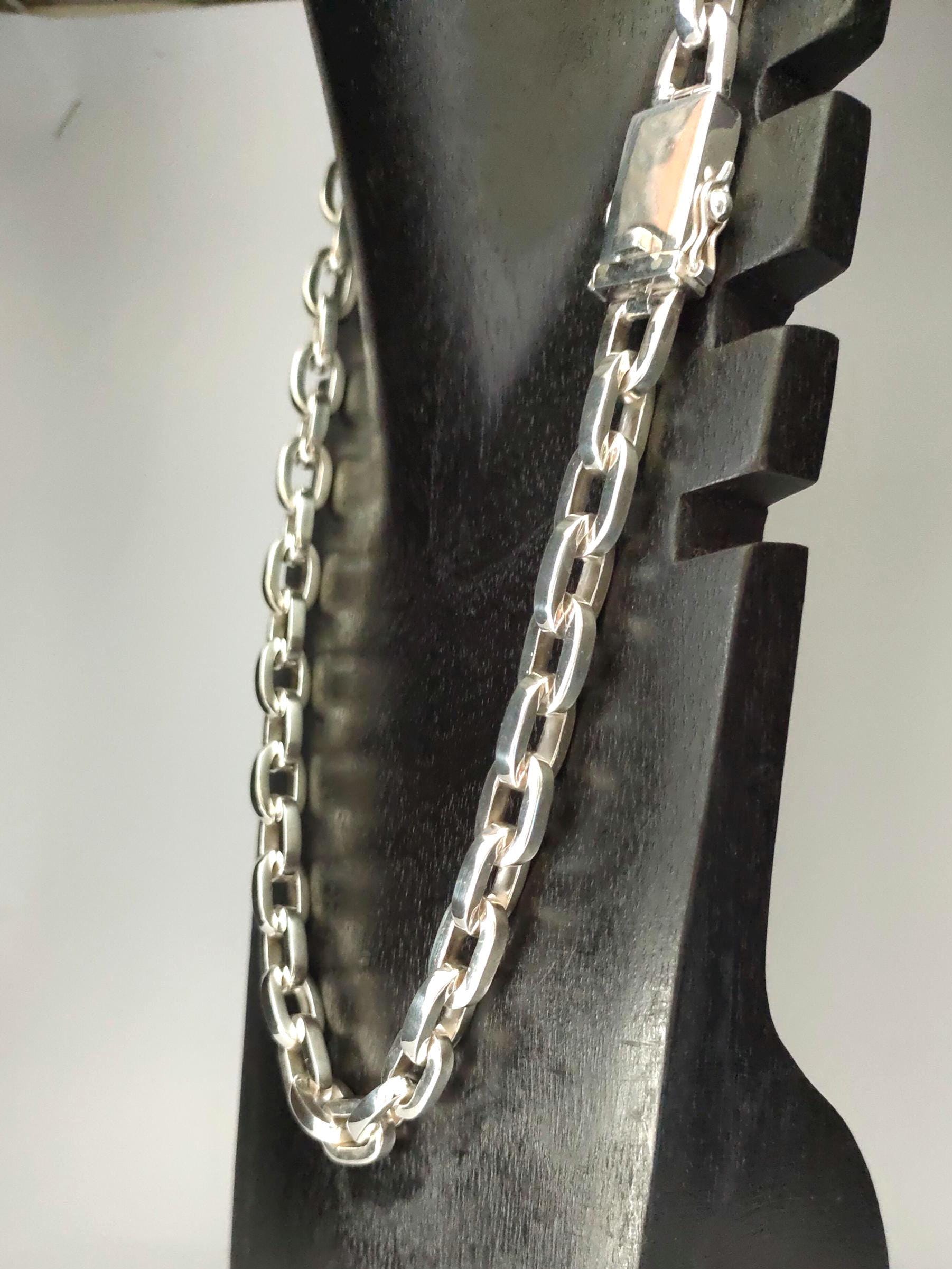 Handmade 999 Pure Silver Anchor Chain Necklace: Men's Heavy Silver