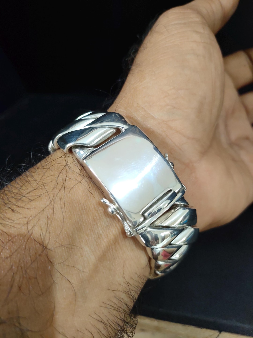 25 Mm Handmade 999 Silver Curb Chain Bracelet - Heavy Men's