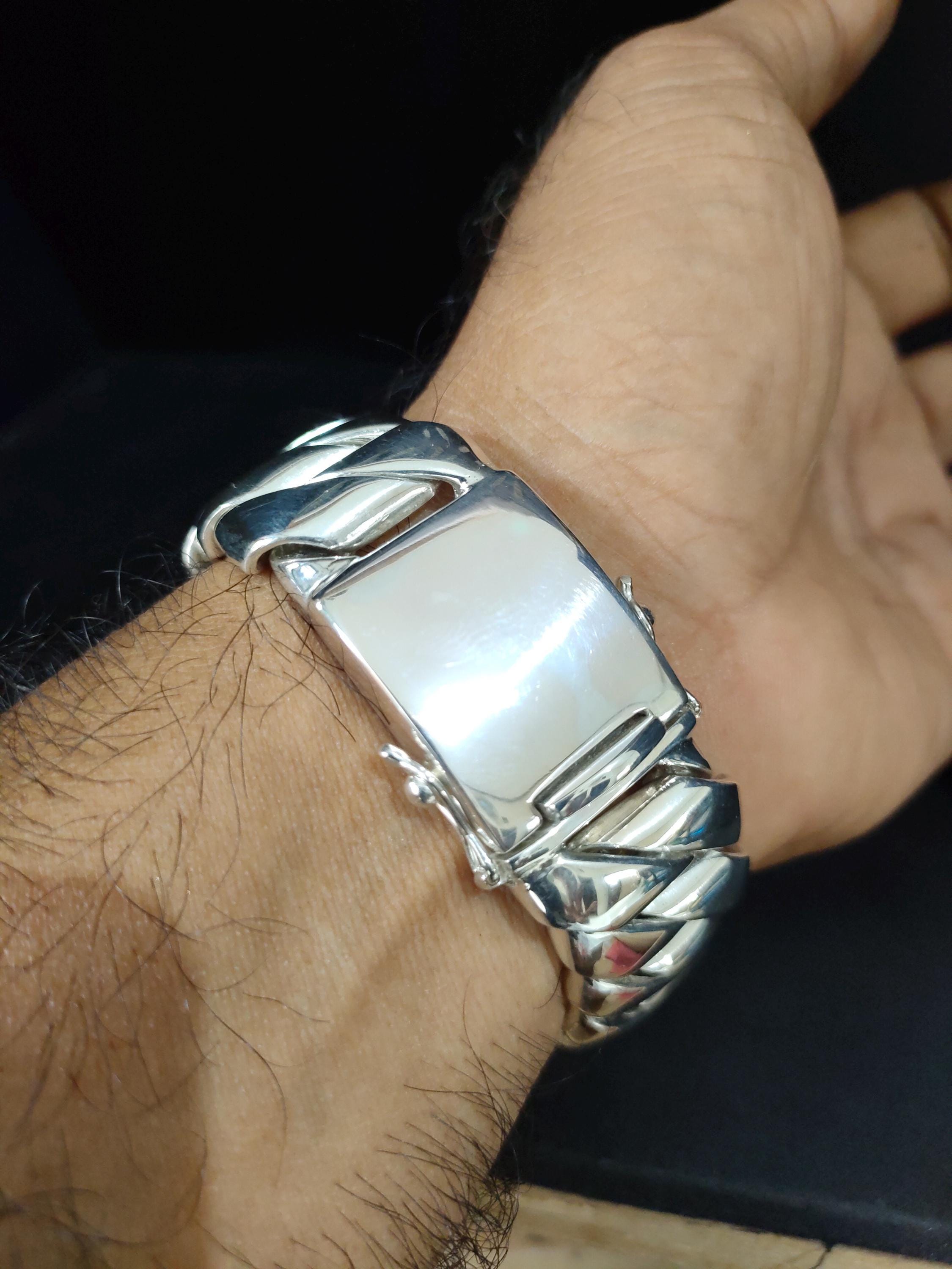 25 Mm Handmade 999 Silver Curb Chain Bracelet - Heavy Men's