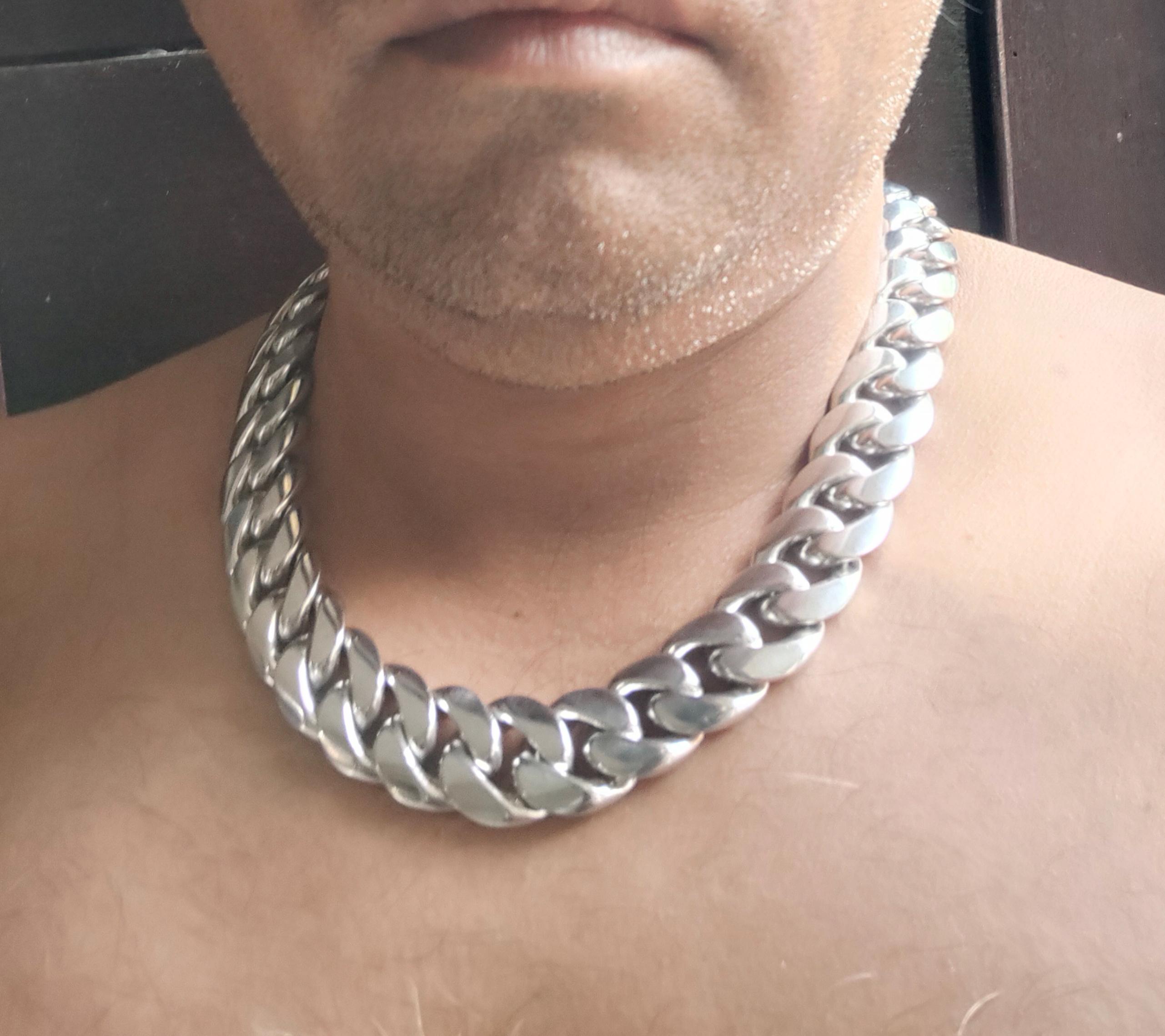 Handmade 999 Solid Silver Curb Chain Necklace - Chunky Men's