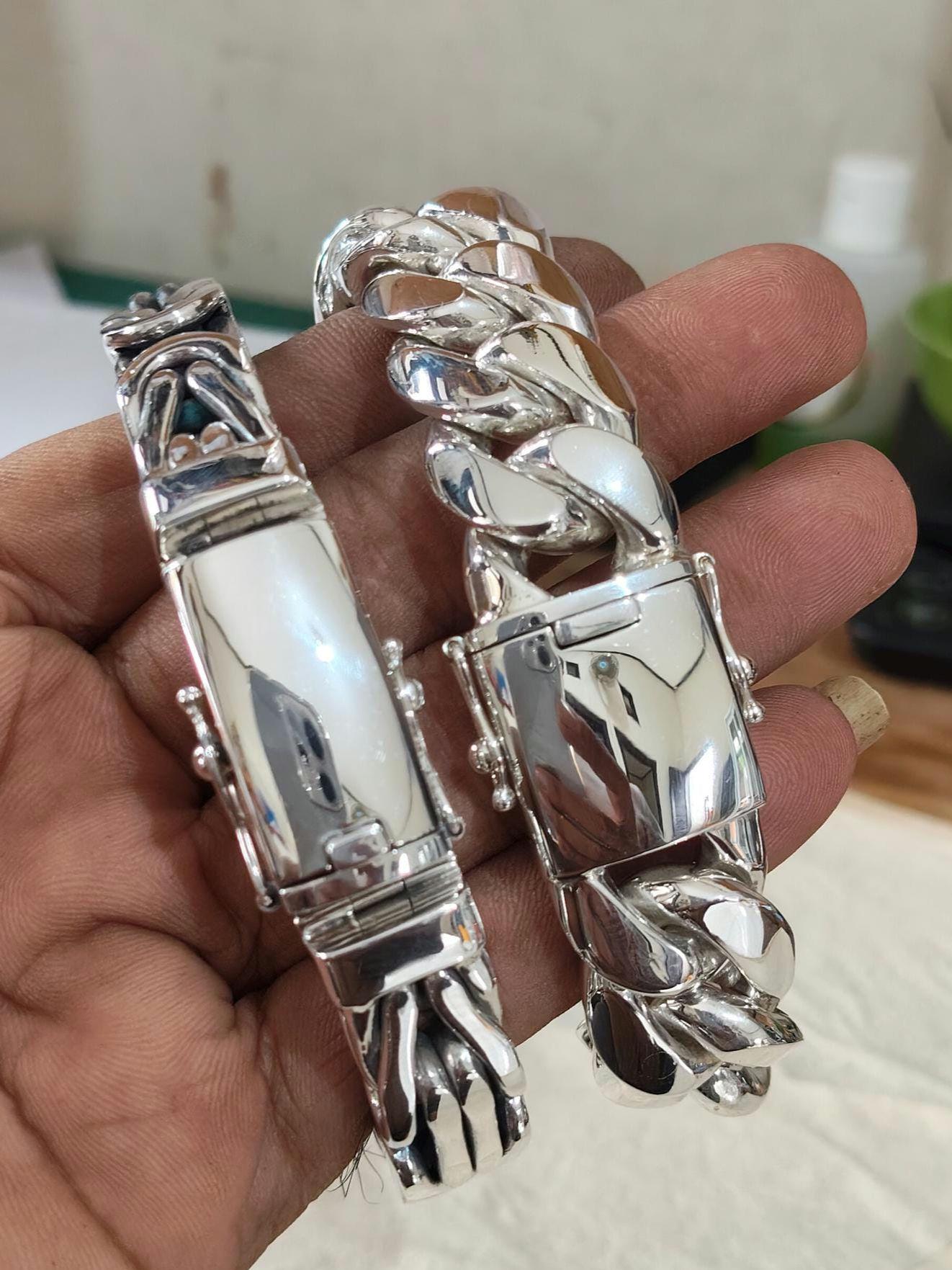 14 Mm Men's Silver Bracelet, Byzantine Chain, Handmade Jewelry. - Etsy