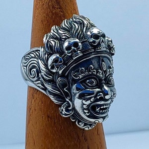 Buddha ring, Mahakala silver, Tibetan mens ring, handmade jewelry.