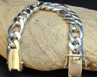 Heavy 999 Pure Silver Figaro Chain Bracelet, Men's Gift - Etsy