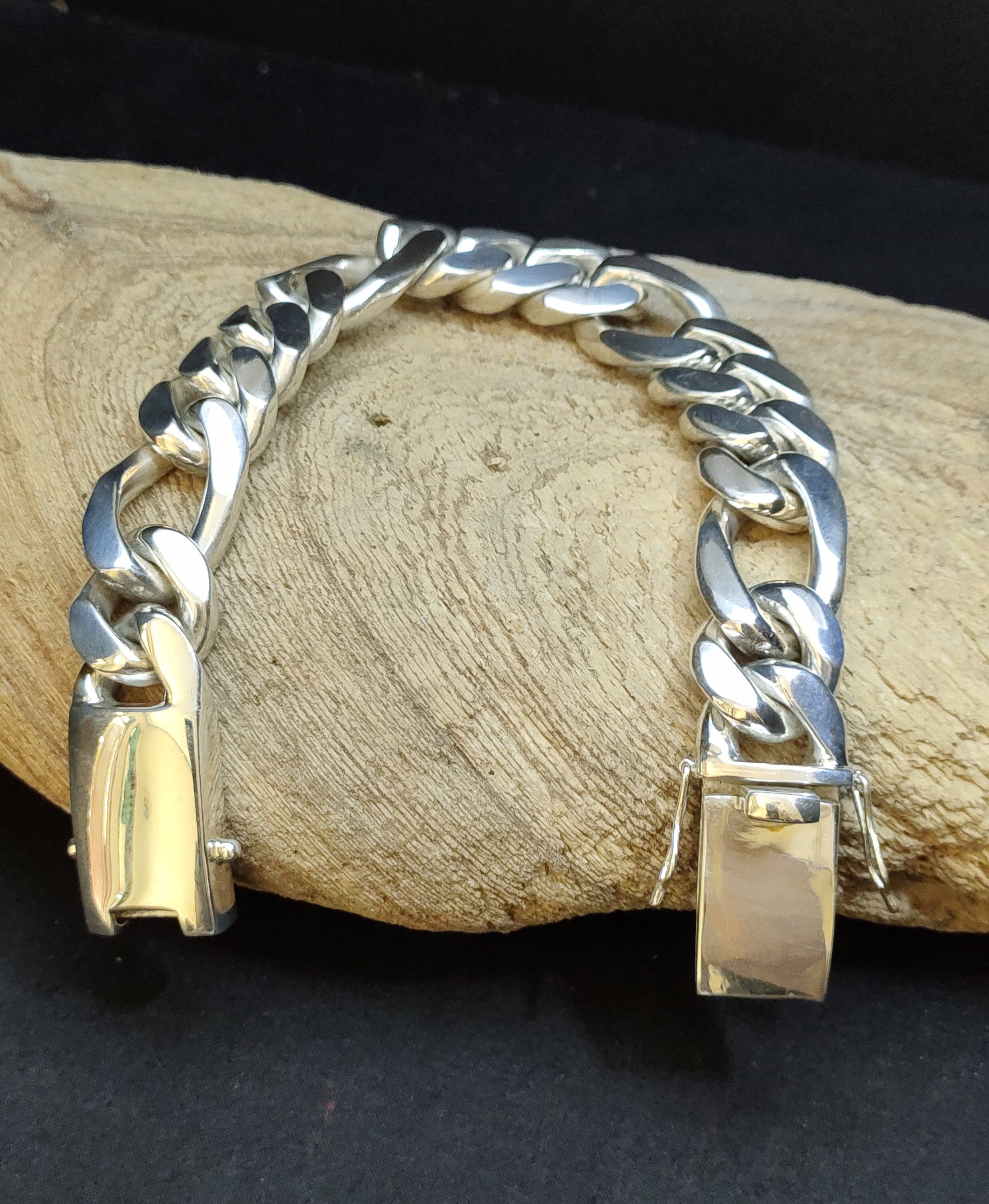 Heavy 999 Pure Silver Figaro Chain Bracelet, Men's Gift - Etsy Canada