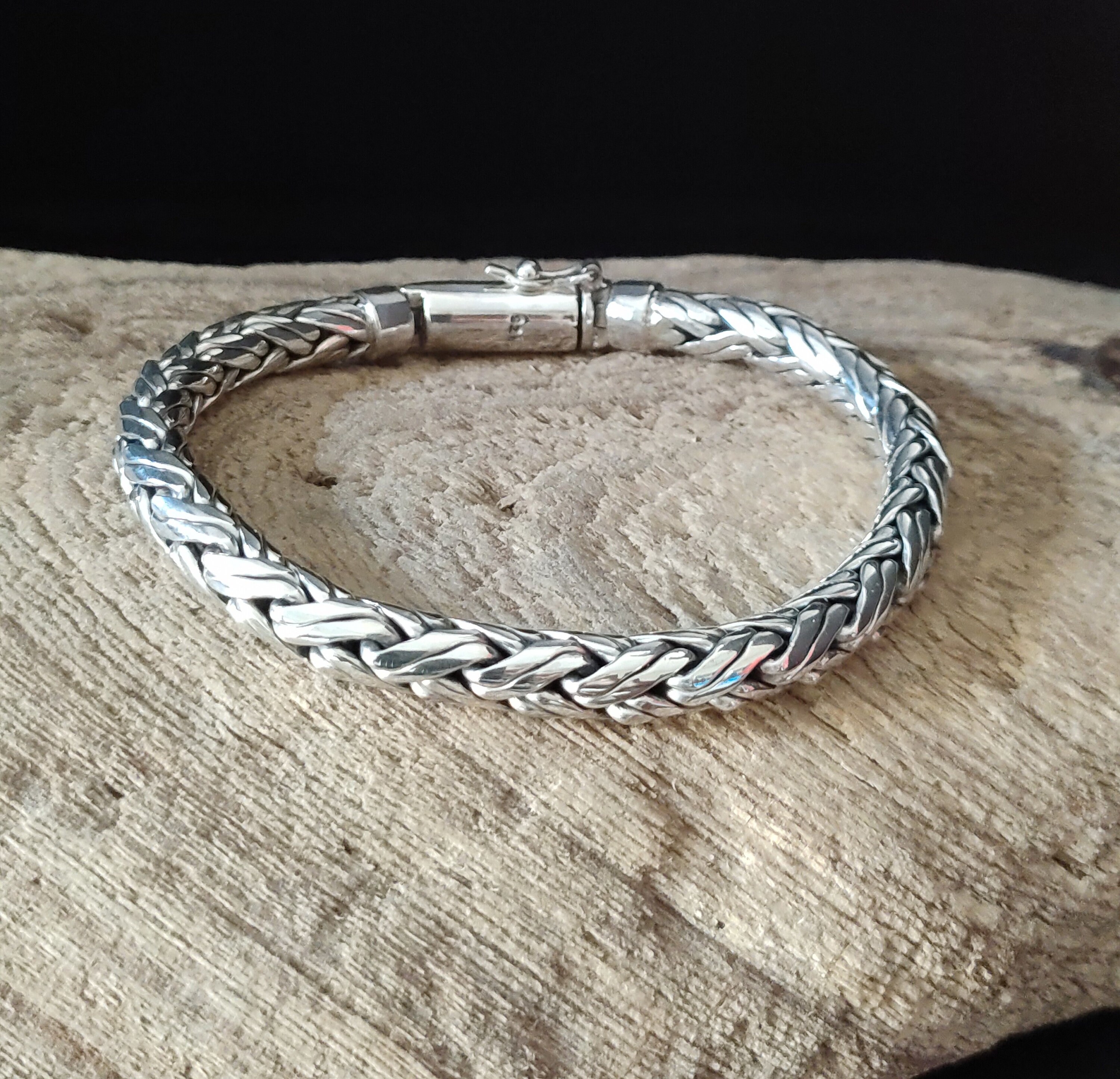 Men's 999 Solid Silver, Foxtail Chain Bracelet - Etsy