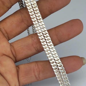 Collar de cadena de eslabones de plata pura 999: joyería de regalo de 5 mm.