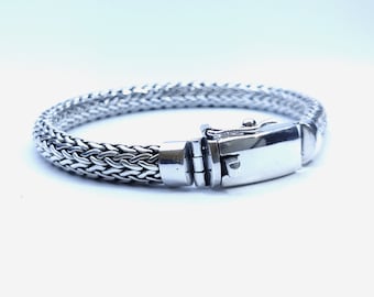 9mm solid 999 silver bracelet, Foxtail silver bracelet, Wheat chain Bracelet, handmade jewelry.