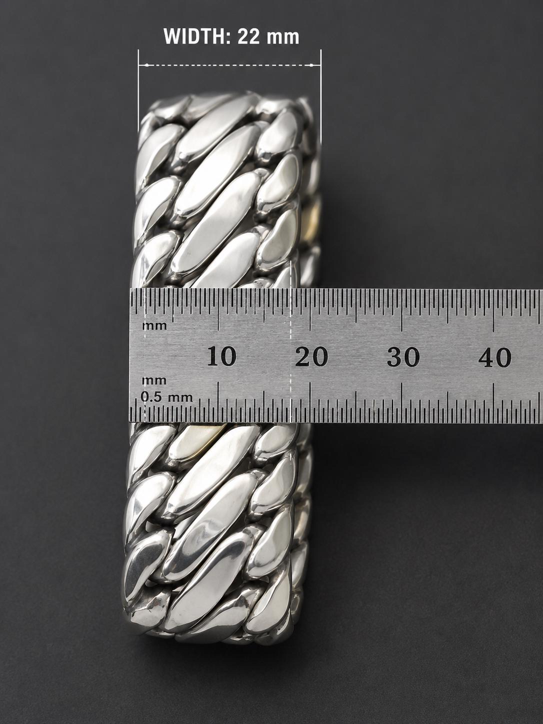 Men's 22mm Woven Snake Bracelet, Solid 999 Pure Silver, Handmade