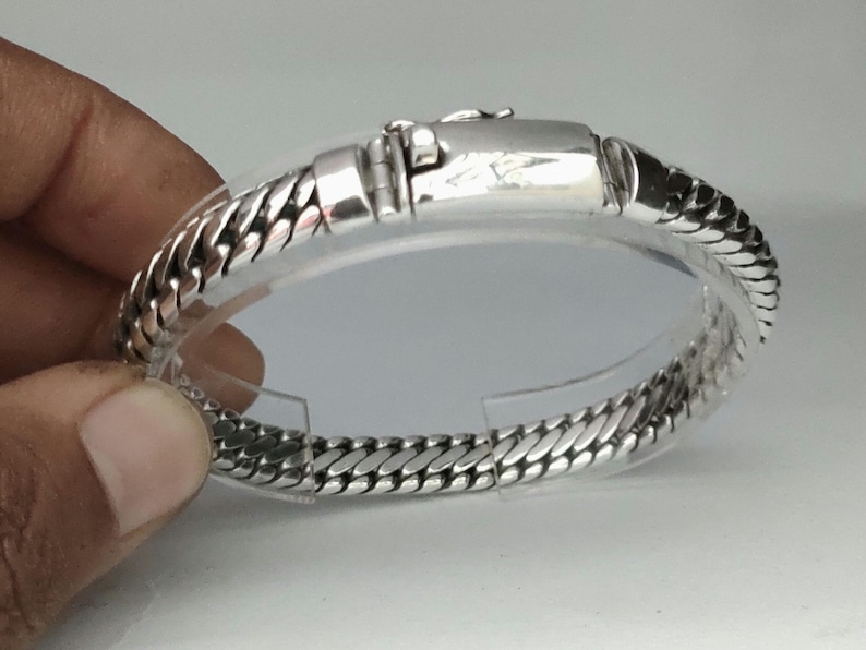 999 silver chain, woven snake bracelet, handmade jewelry, Custom engraving. 8 Inches