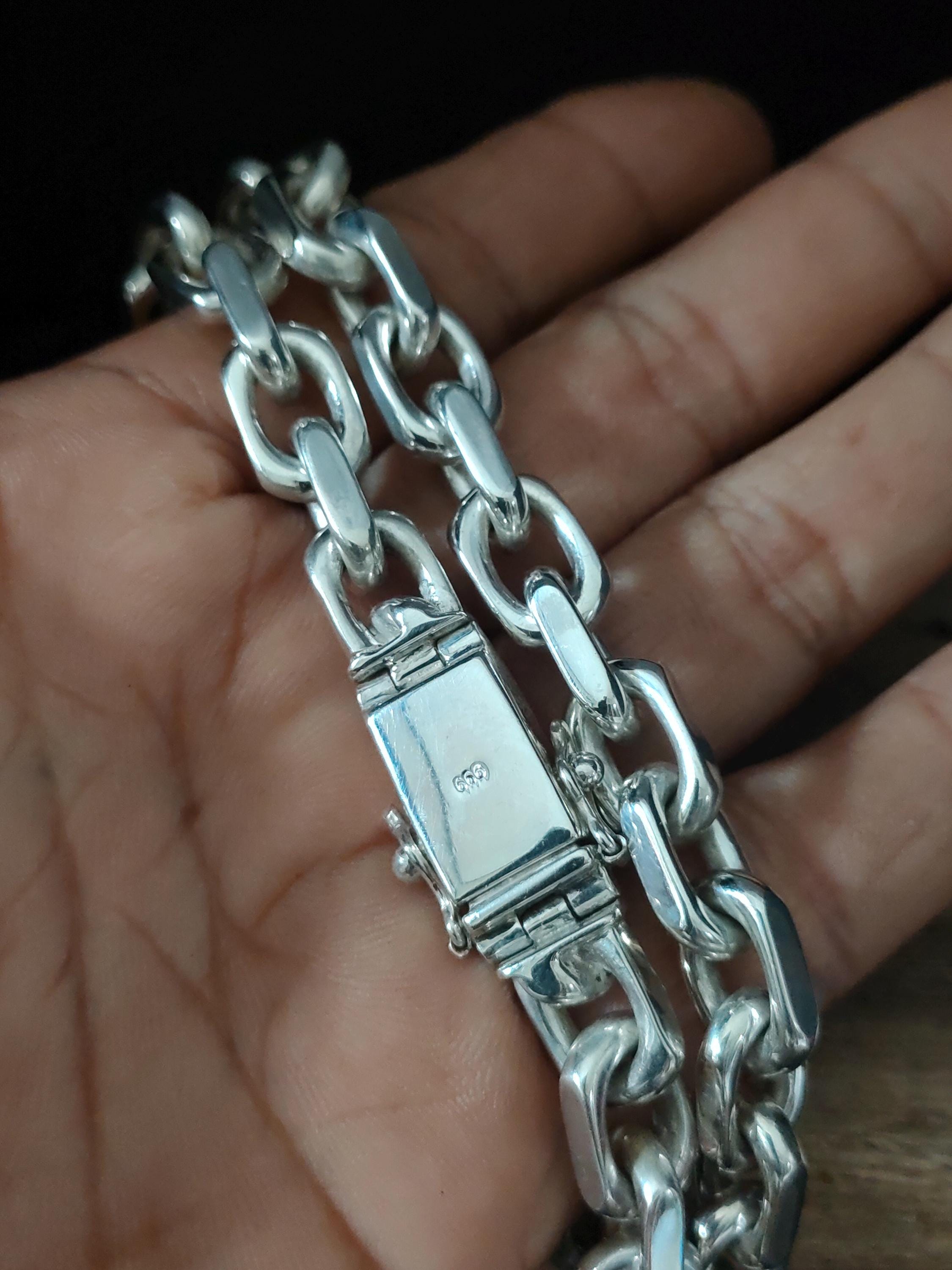 10 Mm Handmade 999 Silver Anchor Chain Necklace - Men's Gift