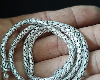 3mm 999 Solid Silver Foxtail Chain, Bali Silver Necklace