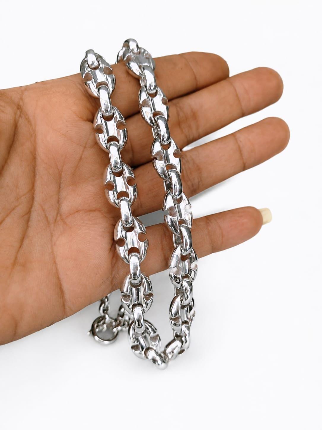 Handmade 999 Silver Anchor Chain Necklace - Men's Heavy Silver