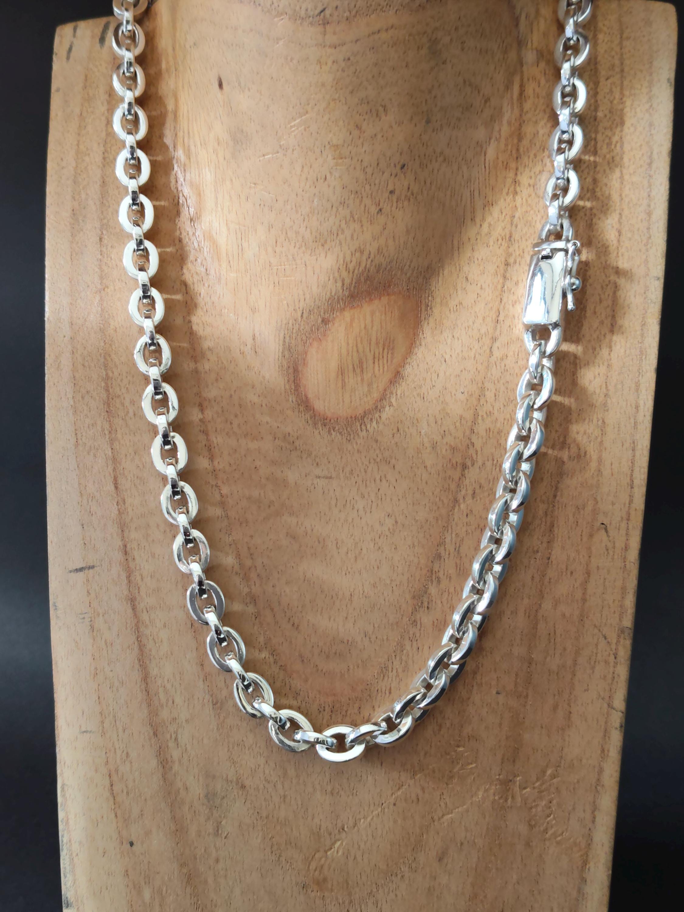 8 Mm 999 Pure Silver Anchor Chain Necklace - Balinese Jewelry - Etsy