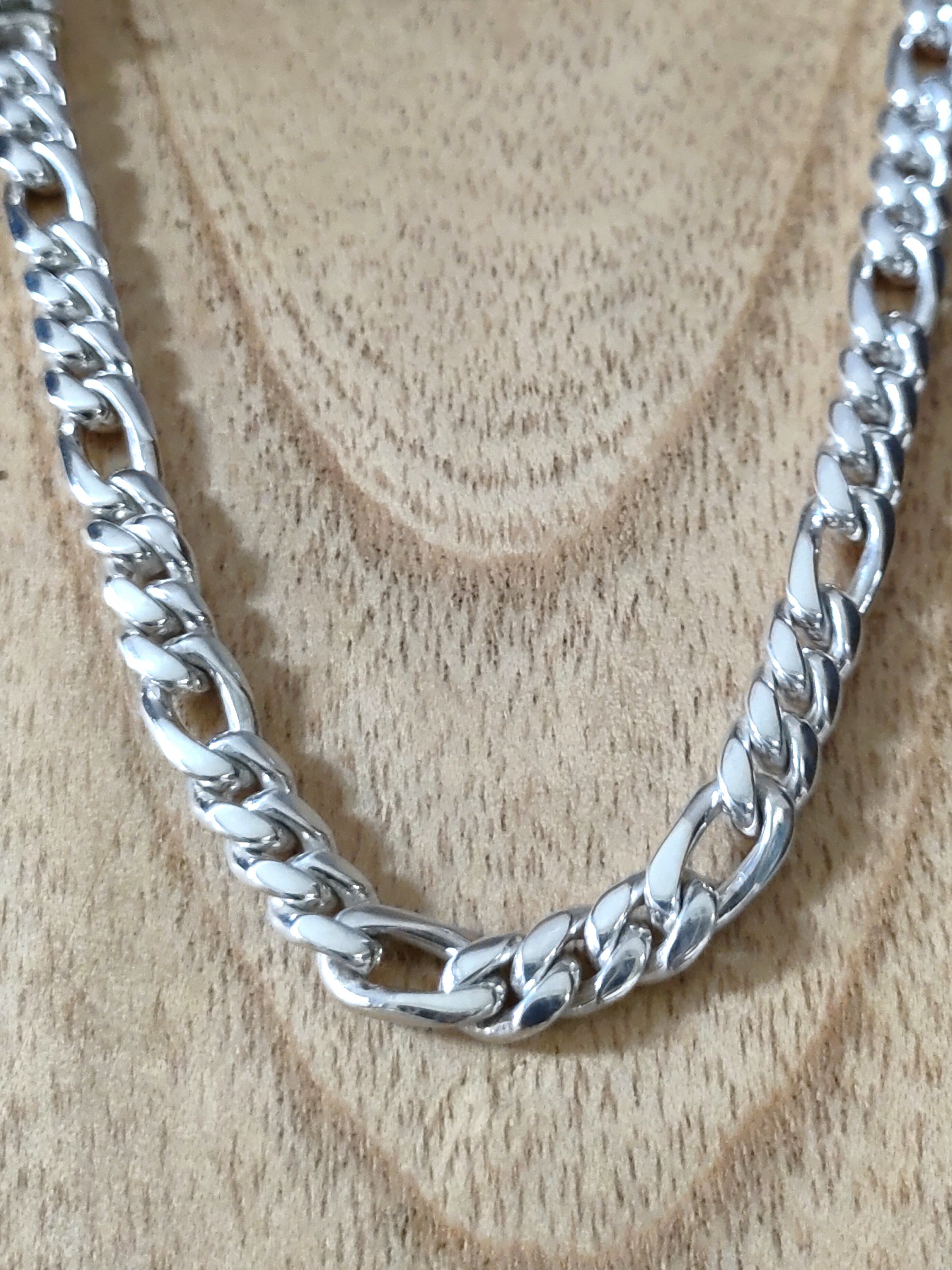 999 Pure Silver Figaro Chain Necklace - Men's Jewelry - Etsy