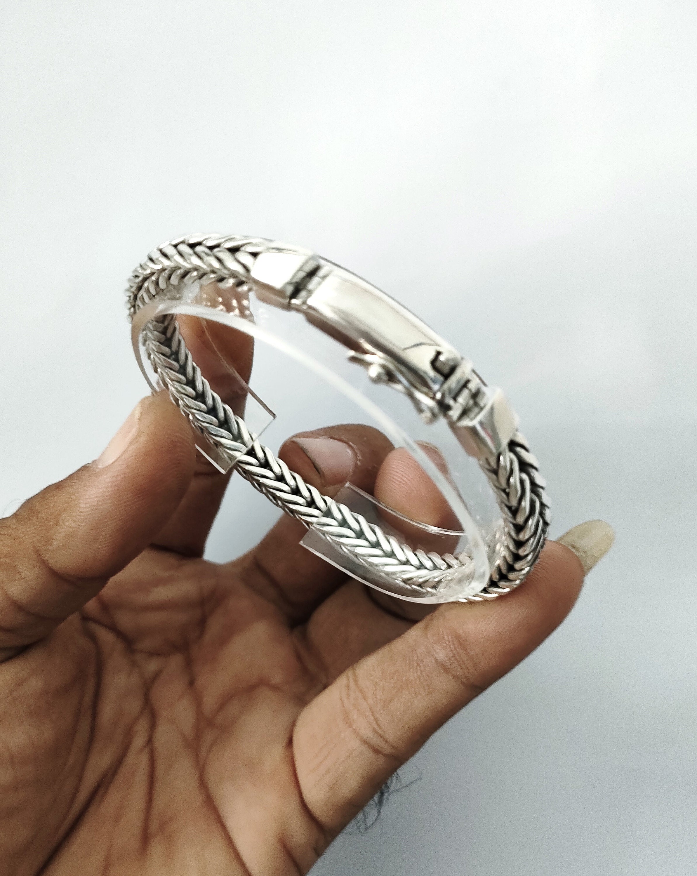 Men's Silver Bracelet, Foxtail Chain, Custom Bracelet. - Etsy